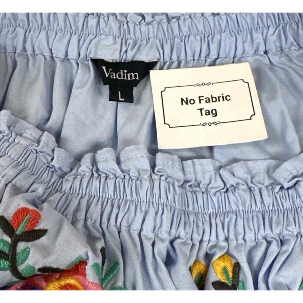 Vadim Womans‎ L Blue Floral Embroidered Off The Shoulder Dress Romantic Summer - Picture 9 of 10